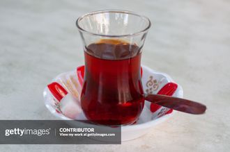 Turkish Tea in glass with saucer, Bergama